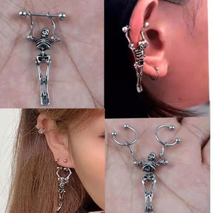 Labret-<span class=keywords><strong>Piercing</strong></span> para la oreja de acero inoxidable para <span class=keywords><strong>hombre</strong></span> y mujer, <span class=keywords><strong>Piercing</strong></span> para el cartílago con diseño de Calavera, Punk, Industrial - Product Image 3