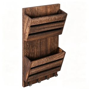 Wooden Entryway Key And Umbrella <b>Shelf</b> Double Layer Mail Storage Wall Mounted Organizer Living Room Decorative <b>Rack</b> - Product Image 1