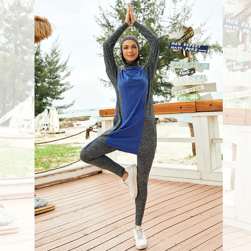 2022 جديد تصميم الأزياء مسلم ملابس رياضية الإسلامية متواضع ملابس رياضية رياضة الملابس امرأة نشط ارتداء مجموعة