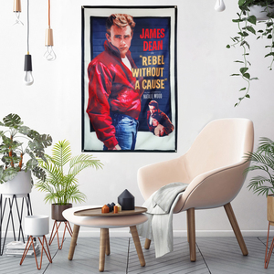 ป้ายโปสเตอร์เจมส์ ดีน แบนเนอร์ภาพยนตร์การ์ตูน ของตกแต่งบ้าน ป้ายแขวน มีห่วงตาไก่ 4 จุดที่มุม ขนาด 3x5 ฟุต - Product Image 4