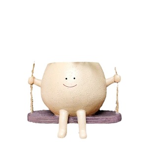 Bonita maceta columpio con diseño de cara sonriente Maceta colgante para interiores y exteriores - Product Image 4