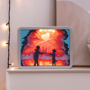 Pareja romántica marco <span class=keywords><strong>de</strong></span> fotos lámpara personalizada colorido 3D papel tallado noche luz cuadrada mesita <span class=keywords><strong>de</strong></span> noche luz suave lámpara <span class=keywords><strong>de</strong></span> <span class=keywords><strong>mesa</strong></span> batería - Product Image 1