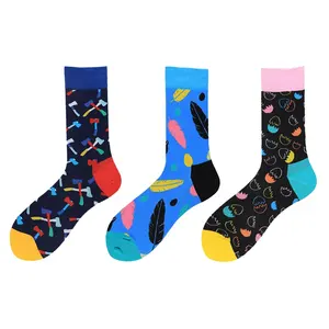 Quentin Men Cotton Crew Happy Funny Crazied Colorful Dress Socks Wholesale With Logo Hot Trendy Fancy Fruit Food Flower Socks