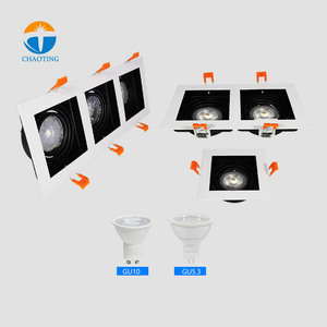 Singolo doppio tre testa verso il basso alloggiamento luce Spotlight infissi telaio quadrato MR16 GU10 incasso soffitto LED Downlight prezzo economico - Product Image 1