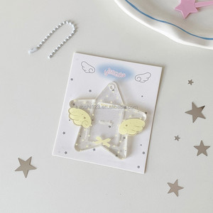 Wholesale 7cm Acrylic Star Wing Photo Card Keychain Mini 1 Inch ID Card Bag Hanging Ornament Bulk Small Holiday <b>Gift</b> Trinket - Product Image 3