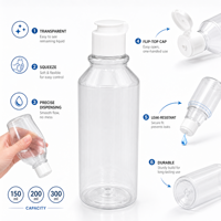 Bouteille souple en PET dépoli de 150 ml à 300 ml avec bouchon distributeur à clapet pour lotion pour les mains, savon corporel, artisanat DIY et emballage cosmétique - Vente en gros