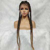 Perruque tressée longue sans nœuds, épaisse, en cheveux synthétiques, avec dentelle, style cornrows, avec cheveux de bébé, tresses à quatre brins