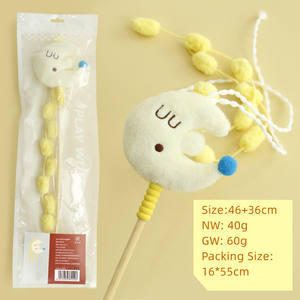Stelle lune lunghe aste per gatti Teaser Stick nappe giocattoli interattivi per gatti in peluche color caramella - Product Image 6