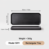 Plateau irrégulier en mélamine noire durable de 30 cm, résistant aux chocs, de qualité alimentaire, en résine, pour barbecue, restaurant, hôtel, cafétéria