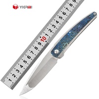 Couteau de poche haut de gamme en acier M390, couteau de survie, manche en titane, couteau pliant EDC avec clip pour la défense personnelle, le camping et la chasse