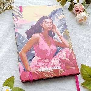 Taccuino a spirale cucito filo personalizzato 5x7 pollici con copertina rigida in rilievo Logo Sketchbook in cartone sciolto fogliare diario Memo - Product Image 4