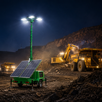ANJ6130 Solarbetriebener IP66 LED-Lichtturm 60° Abstrahlwinkel DC 24V Batteriebetrieben 5000K Tageslicht Hoher CRI 80 für Beleuchtung