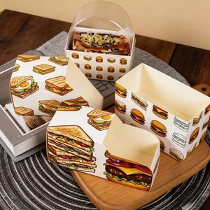 Scatola per Sandwich Personalizzata <span class=keywords><strong>con</strong></span> Stampa |   Confezioni Alimentari Monouso Quadrate per Sandwich, Patatine Fritte, Uova e Hamburger - Product Image 3