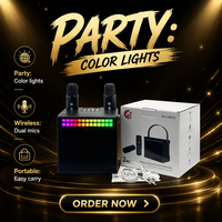 Haut-parleur KTV portable sans fil Bluetooth OEM d'usine avec 2 microphones, LED RGB rechargeables pour chant à domicile et en extérieur