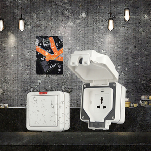 Prise murale extérieure étanche IP66 de style allemand 16A 220V avec boîtier de protection ABS et cache-pluie - Product Image 2