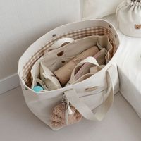 Sac à langer de maternité de grande capacité Sac fourre-tout minimaliste en toile Sac pour maman Sac pour poussette Sac suspendu pour bébé Sac organisateur
