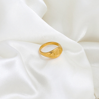Bijoux Joolim, anneaux en acier inoxydable de haute qualité plaqués or PVD, anneaux ovales de style signet pour femmes