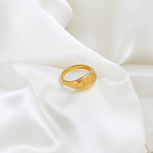 Joolim Jewelry High End PVD Gold Plated Band Oval Signet Finger <strong>Statement</strong> Stainless Steel <strong>Rings</strong> for Women - Product Image 5