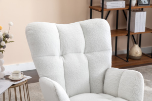 <span class=keywords><strong>Fauteuil</strong></span> à <span class=keywords><strong>bascule</strong></span> moderne en tissu Teddy, <span class=keywords><strong>fauteuil</strong></span> d'appoint portable pour salon, ivoire - Product Image 2