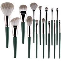 Juego de 14 Brochas de Maquillaje Premium de Pelo Sintético Suave para Rostro, Ojos, Base, Polvo, Rubor, Iluminador, Corrector, Cejas y Labios