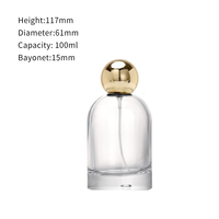 Emballage de bouteille vide personnalisé de 50ml 100ml bouteille de parfum en verre à fond épais vaporisateur bouteille de parfum ronde en verre avec bouchon sphérique