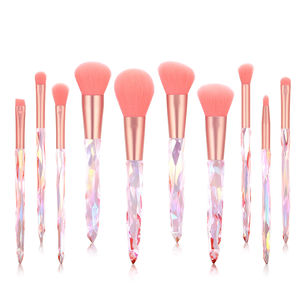 Venta al por mayor 10PCs Nylon Hair Make Up Brush Sets Transparent Glitter Bling Crystal Mango Maquillaje - Product Image 5