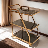 Chariot de service buffet 3 niveaux en acier inoxydable, personnalisé pour hôtels, restaurants et bars, capacité 10L, design unique
