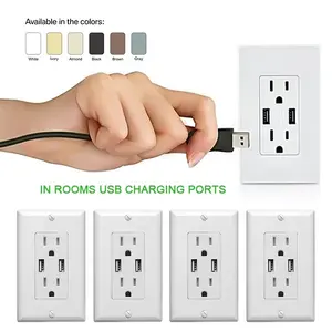 Twin USB Wall Charger Electrical Outlet With Socket Plugs Dual USB Port Charger UL