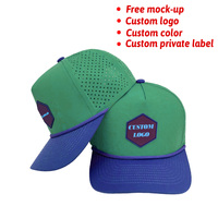 Gorras de béisbol y golf personalizadas para hombre, impermeables, de dos tonos, con logo de parches de PVC y goma, de 5 paneles, con cierre snapback, para correr, al por mayor