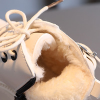 Bottes courtes rétro unies pour enfants automne-hiver, bottes Martin en velours pour garçons avec fermeture éclair latérale, bottes en coton chaud à semelle souple pour filles