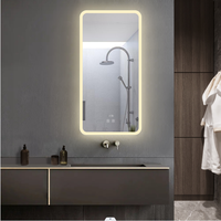 Miroir de salle de bain intelligent à LED en verre, anti-buée, rétroéclairé, à intensité variable, mural, avec capteur tactile, étanche IP65, en acier inoxydable