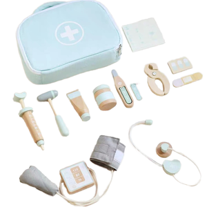 Bambini educativo finto gioco Set simulato <span class=keywords><strong>borsa</strong></span> medica con luci in materiale legno regalo per il bambino per la casa gioco di ruolo come medico - Product Image 1