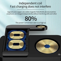 Chargeur sans fil rapide 15W 3 en 1 Station de charge avec support 4 en 1 Chargeur sans fil pour téléphone, écouteurs, montre pour iPhone Samsung