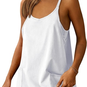 Spring Outfits 2025 Mini <b>Romper</b> Dress Workout Tennis Active Sports Athleisure Outfits Built in Shorts Trendy Vacation Black - Product Image 5