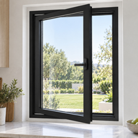 Fenêtre à battant en aluminium noir pour maisons et villas