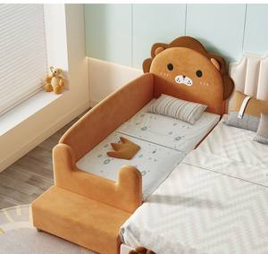 Lit d'enfant en bois moderne Little Lion Lit simple pour garçons avec protection des bords et garde-corps Chambre à coucher - Product Image 2