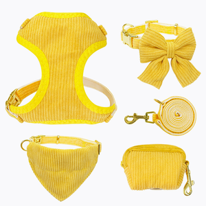 Collar y Correa para Perro de Terciopelo con Hebilla Metálica y Cordón de Pana, Personalizado, Tipo Martingala, con Lazo, para Gatos y Perros, Venta al por Mayor - Product Image 1