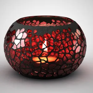 Wholesale Glass Candle Holders Lanterns Mosaic Tealight Votive Candle Holder for Wedding Centerpieces