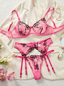 <span class=keywords><strong>Conjunto</strong></span> de Lencería Sexy <span class=keywords><strong>con</strong></span> Bordado Floral 4027, Malla Transparente, Cómodo y Sexy, Sujetador <span class=keywords><strong>con</strong></span> <span class=keywords><strong>Aro</strong></span> de Acero, Fruncido para Mujer - Product Image 6