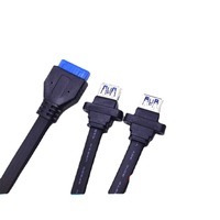 Cable de Extensión Doble de 20 Pines para Placa Base USB 3.0 con Conectores para Panel Frontal y Transferencia de Datos