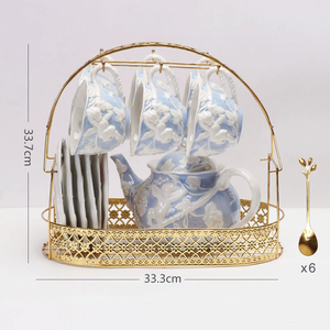 Juego de Té de Cerámica Azul Clásico Europeo con Caja de Regalo, en Oferta - Product Image 3