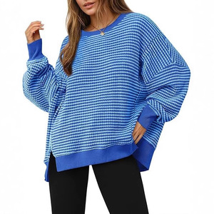 <span class=keywords><strong>Felpa</strong></span> Patchwork a righe a contrasto alla moda da donna - Product Image 4