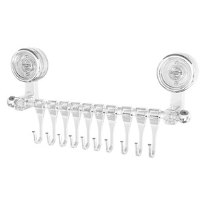 Suction Cup Hook 10 Hooks Milky White Silver Rotatable Kitchen Cabinet Spoon Spatula Hanger - Product Image 5