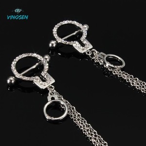 Cadenas de <span class=keywords><strong>pecho</strong></span> estilo grillete, lujosas y urbanas, con incrustaciones de cristales brillantes, de metal sólido, unisex, para streetwear, adornos corporales. - Product Image 5