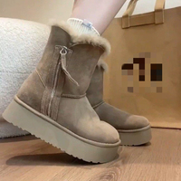 Bottines d'hiver pour femmes, entièrement doublées de fourrure, semelle en caoutchouc résistante à l'usure, bottes chaudes pour la neige, pour les tenues de saison froide au quotidien
