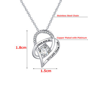 SC vendita calda ti amo fino alla <span class=keywords><strong>luna</strong></span> e collana posteriore regalo per la festa della mamma collana in <span class=keywords><strong>argento</strong></span> con cuore <span class=keywords><strong>d</strong></span>'amore vuoto con scatola di carte - Product Image 2