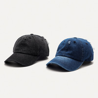 Jean vaquero lavado de calidad vintage, sombrero de papá desestructurado para mujer, Gorra lisa en blanco de 6 paneles
