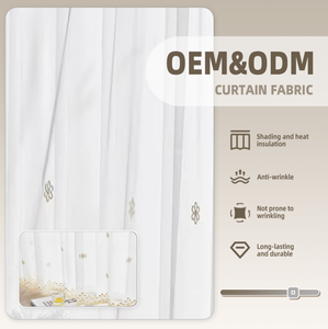 <span class=keywords><strong>Tissu</strong></span> <span class=keywords><strong>de</strong></span> rideau en dentelle polyester blanc léger et respirant ColorsTex ODM OEM, brodé et transparent, pour chambre et balcon, en rouleau - Product Image 1