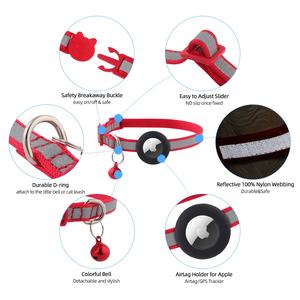<span class=keywords><strong>Collar</strong></span> Reflectante para Gato, Suave, Duradero, Antipérdida, Cómodo, Ajustable, con Soporte para AirTag, GPS, 5 Colores - Product Image 4