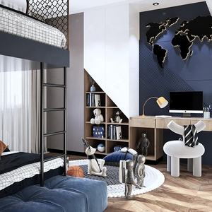 เตียงสองชั้นพร้อมตู้<span class=keywords><strong>เสื้อผ้า</strong></span>ไม้จริงประกอบสำเร็จสำหรับเด็กสองคน เฟอร์นิเจอร์<span class=keywords><strong>ห้อง</strong></span>นั่งเล่นที่เป็นมิตรกับสิ่งแวดล้อม ขายส่ง - Product Image 2